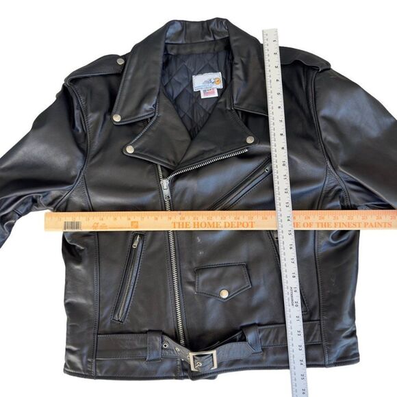 Starwest Inc Vintage Grunge Moto Black Leather Jacket Made in USA Men's 44 (XL) - Picture 4 of 14